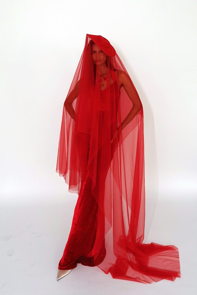 1VELVET VEIL COUTURE DRESS