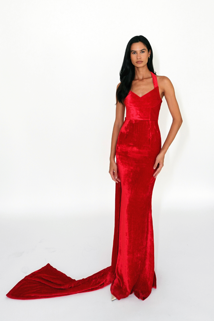 2VELVET VEIL COUTURE DRESS