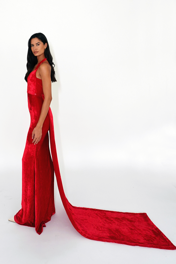 3VELVET VEIL COUTURE DRESS