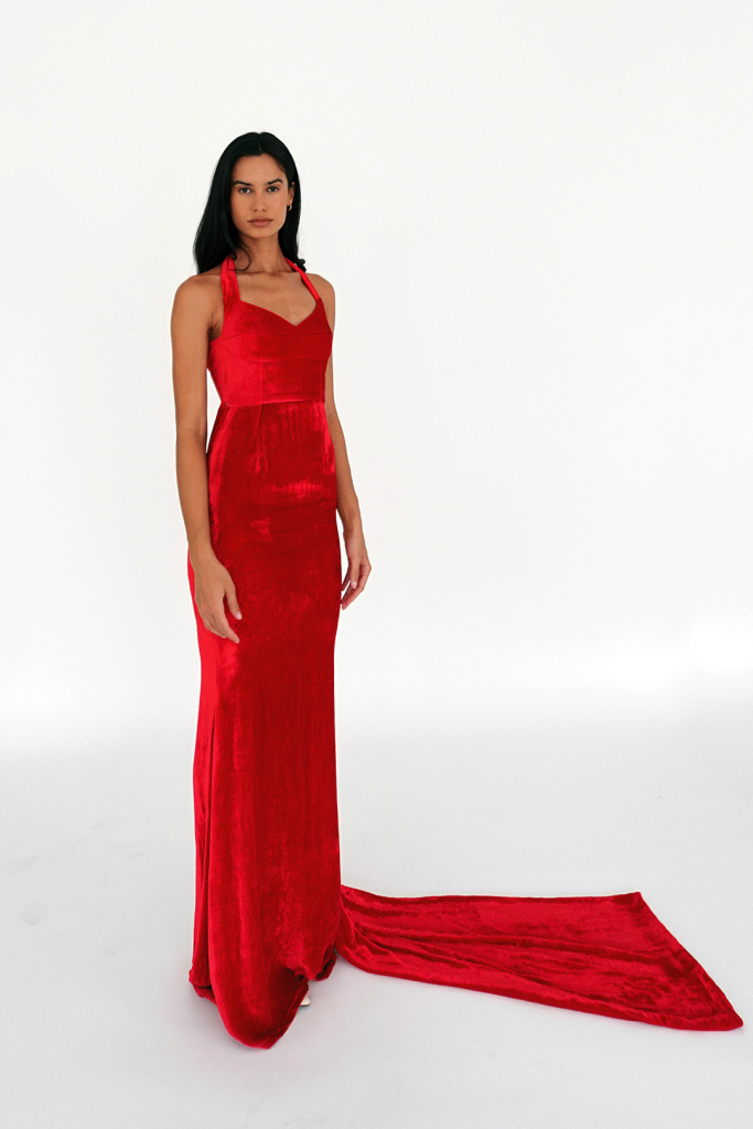 4VELVET VEIL COUTURE DRESS