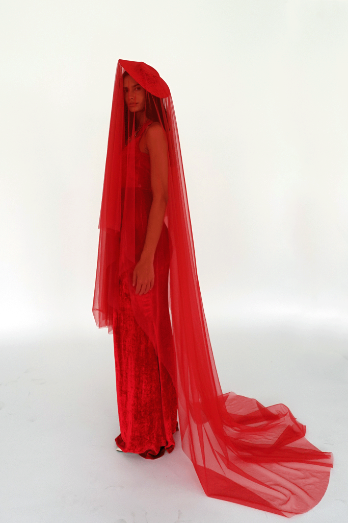 5VELVET VEIL COUTURE DRESS