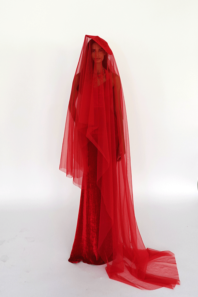6VELVET VEIL COUTURE DRESS